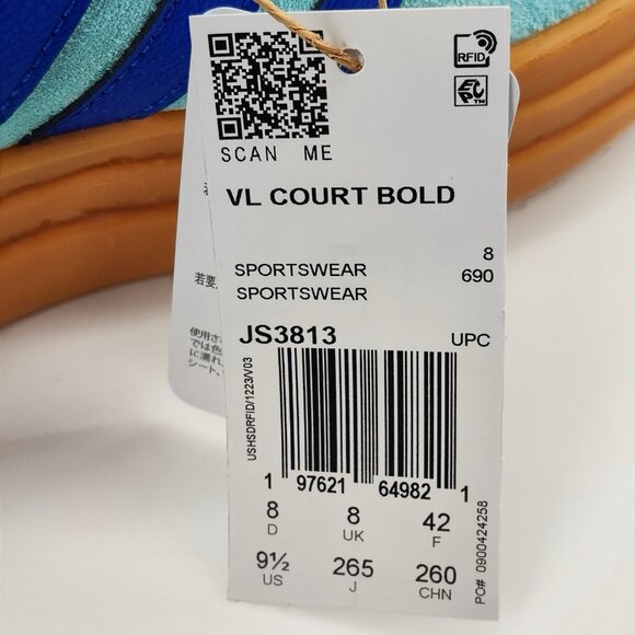 Adidas VL Court Bold Women's Size 9.5 Blue Suede Sneakers Casual JS3813 - Picture 10 of 10